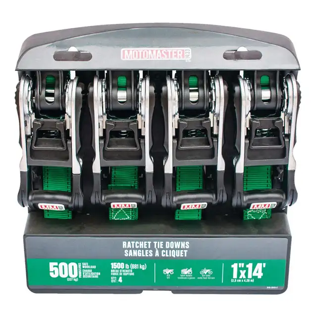 MotoMaster 1,500-lb Ratchet Tie Down 4-pk with Padded D-Handle 1 - Photo 2