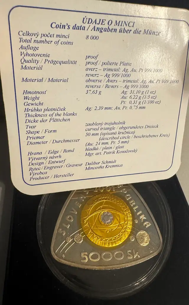 5000 Korún Slovakia 2001 Gold   silver/platinum coin under spot! - Photo 4
