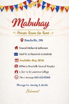 Brockville Room for Rent