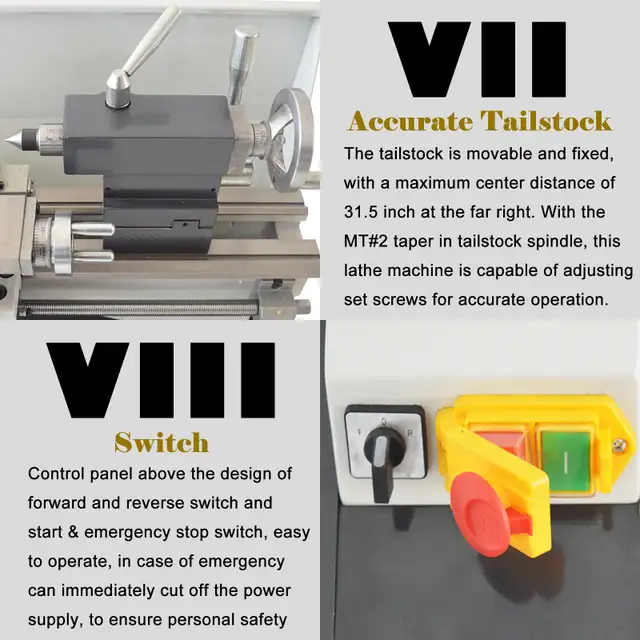 Metal Bench Lathe 1100W RC-210E 8'32' 028401 - Photo 8