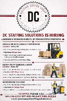 Hiring Warehouse workers for multiple positions