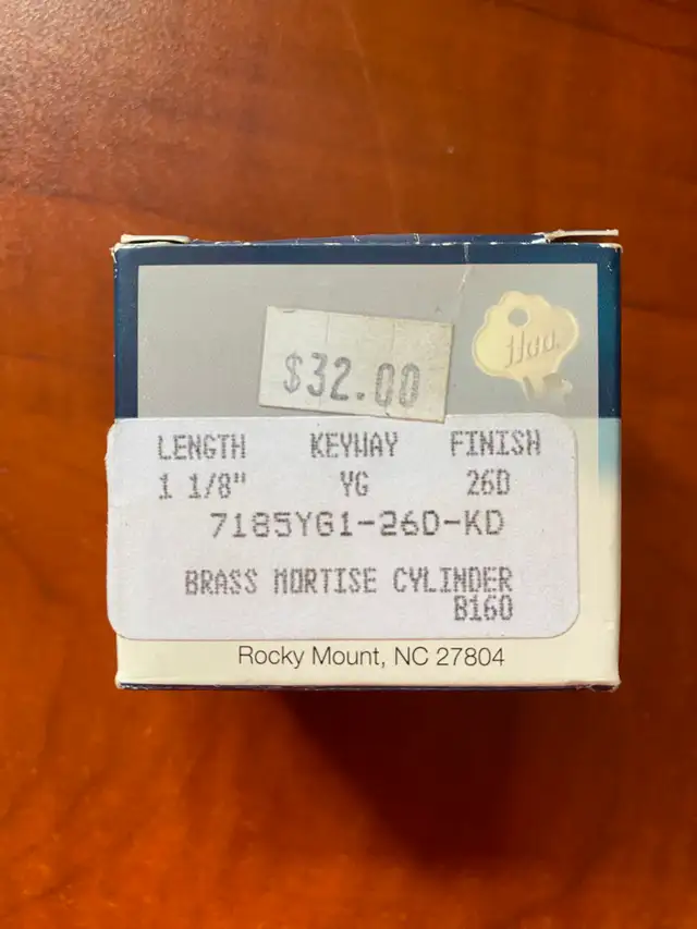 Cylindre à mortaiser (serrure) 1 1/8’’ – ILCO – laiton (brass) - - Photo 2