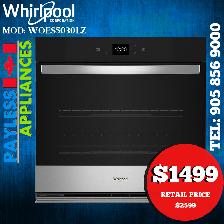 Whirlpool WOES5030LZ 30' Single Wall Oven With Air Fry & 5.0 Cu.