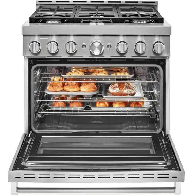 Kitchenaid Gas Range KFGC506JSS 36' Commercial Style 6 Burners S - Photo 3