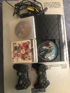 PS3 Super-Slim 500G storage, 2remotes 3games and accessories for