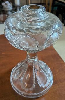 Vintage Pressed Glass Oil Lamp Base — Scalloped Teardrop Pattern - Photo 3