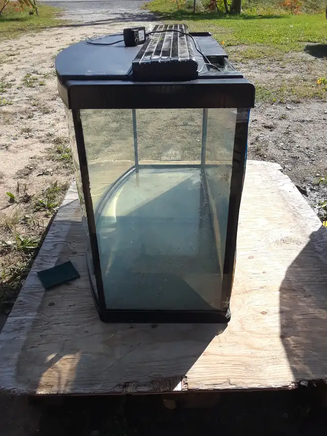 aquarium courbé a vendre avec couvercle et lumiere au del 140$ - Photo 3