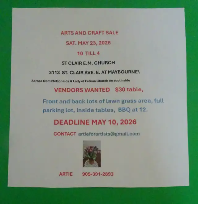 ARTS AND CRAFT SALE  MAY 23 , 2026