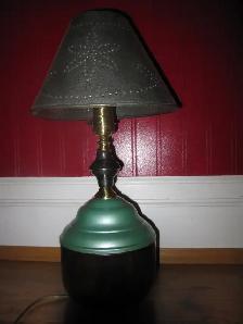 OLD VINTAGE HANDMADE TIN LAMP SHADE DESK LAMP