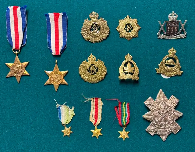World War II Canadian Medals and Cap Badges