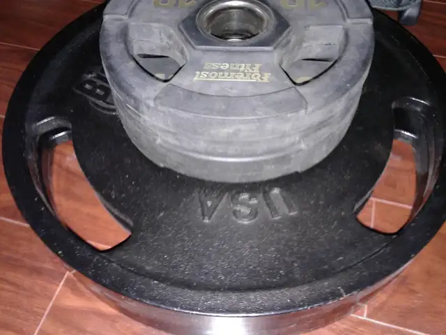 OLYMPIC WEIGHTS: 2× 45 LBS   2× 10 LBS FOR $150 TOTAL OR TRADE - Photo 2