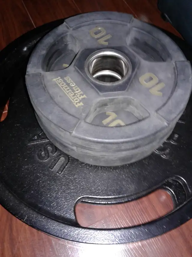 OLYMPIC WEIGHTS: 2× 45 LBS   2× 10 LBS FOR $150 TOTAL OR TRADE - Photo 3
