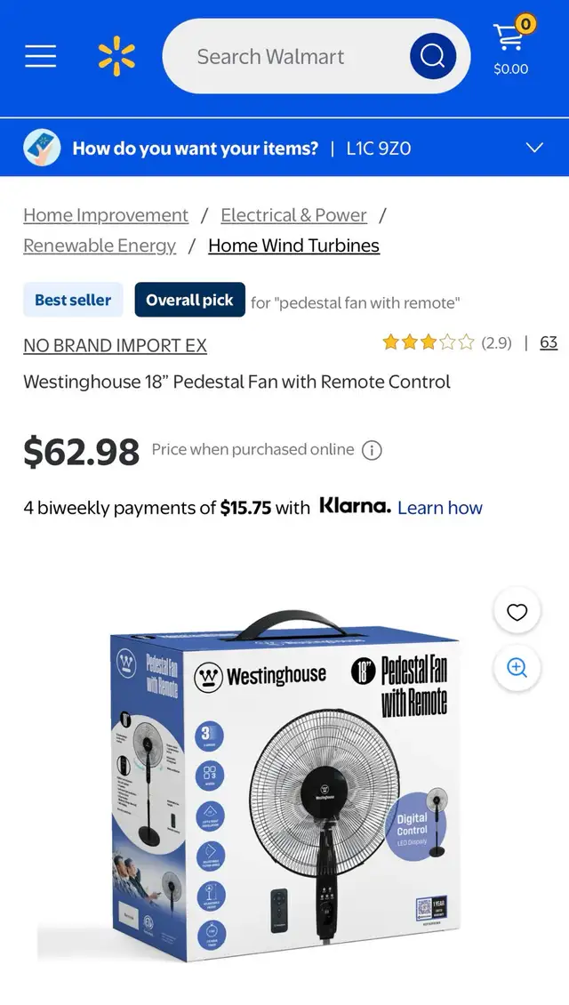 Westinghouse 18" Pedestal Fan - Photo 6