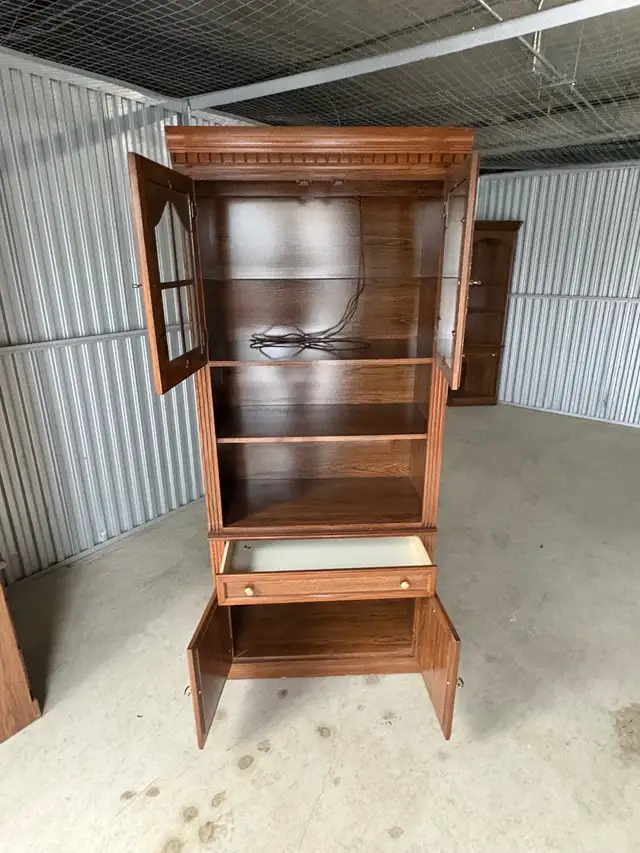 Free delivery used Solid Wood China Cabinet with Glass Doors - Photo 8