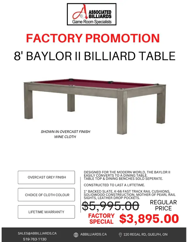 4x8' Modern Pool Table - Easily convert to dining table - Photo 3