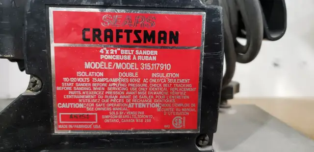 Craftsman 4 x 21 belt sander - Photo 2