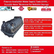 Finance! New CAEL Water Septic Tank CERTFIED & WARRANTY INCLUDED
