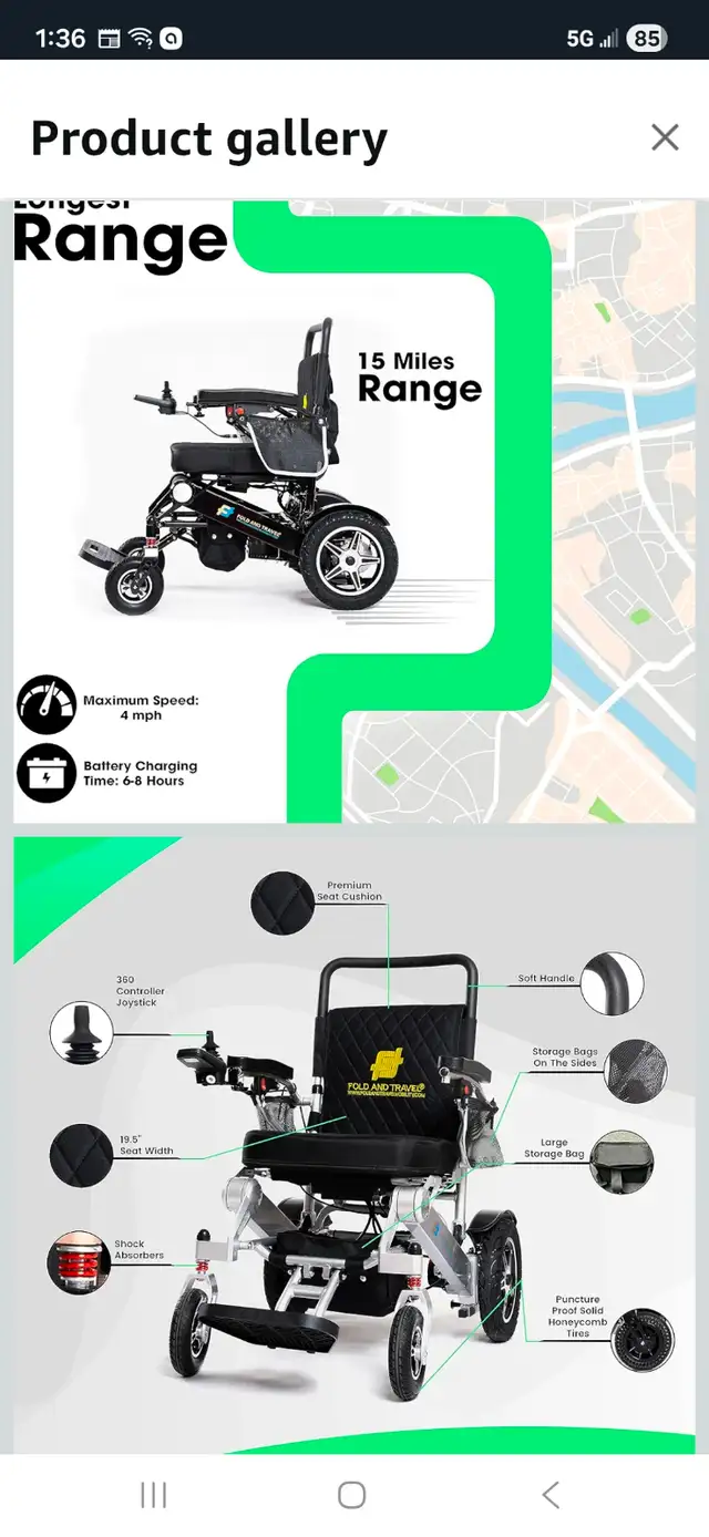 Electric wheelchair folding traveler ( like new ) - Photo 9