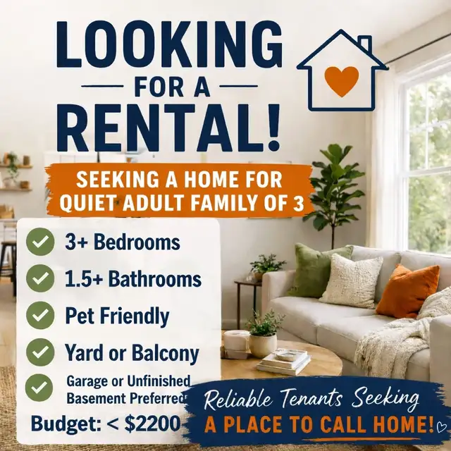 Responsible Family Seeking Long-Term Rental – May 1 or sooner