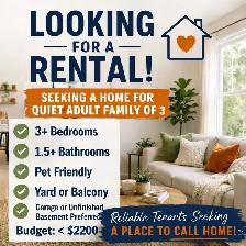 Responsible Family Seeking Long-Term Rental – May 1 or sooner