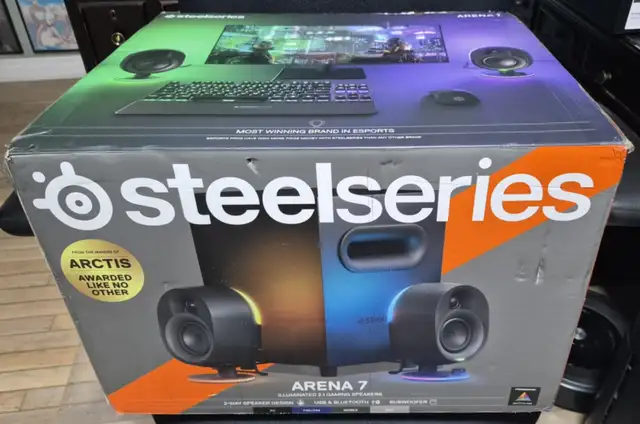 STEELSERIES ARENA 7 RGB 2.1 SPEAKERS – NEW SEALED – SAVE BIG 260