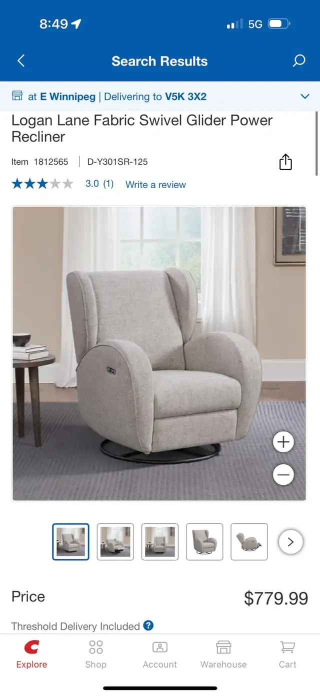 Fabric rocker swivel power recliner - Photo 3