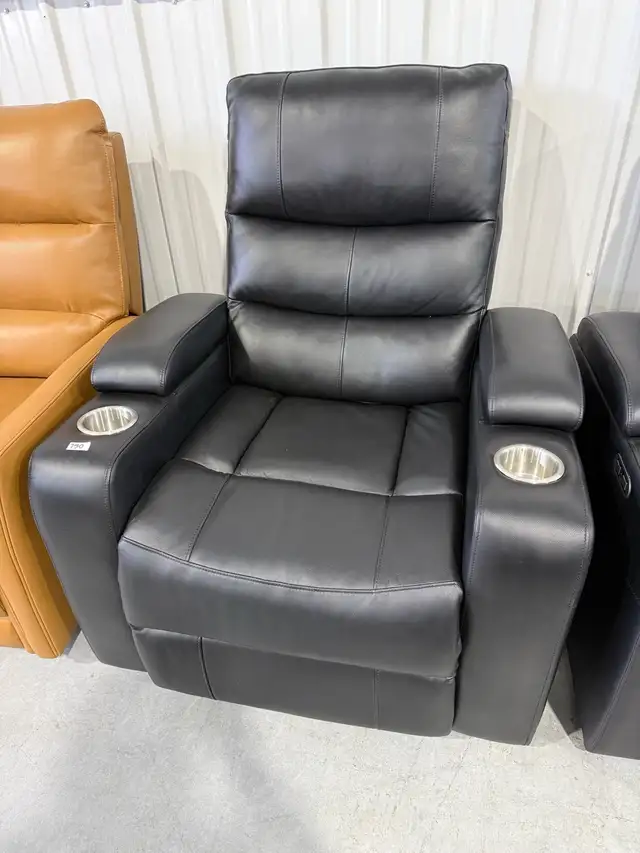 Black leather power home theatre chair