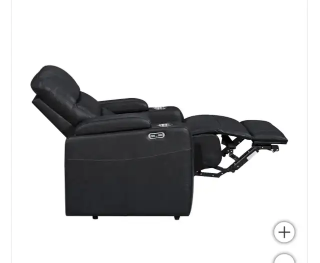 Black leather power home theatre chair - Photo 4
