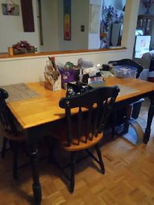 Wood dinning table for sale. 4 chairs