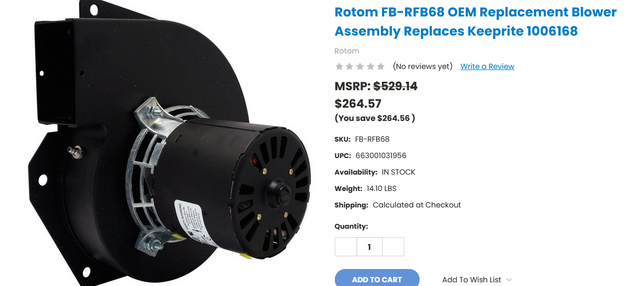 VENT BLOWER -ROTOM FB-RFB-68 KIT-NEW OPEN BOX $60