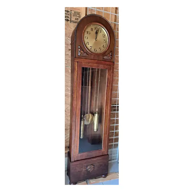 ANTIQUE ARTS & CRAFTS ENGLISH GRANDFATHER CLOCK