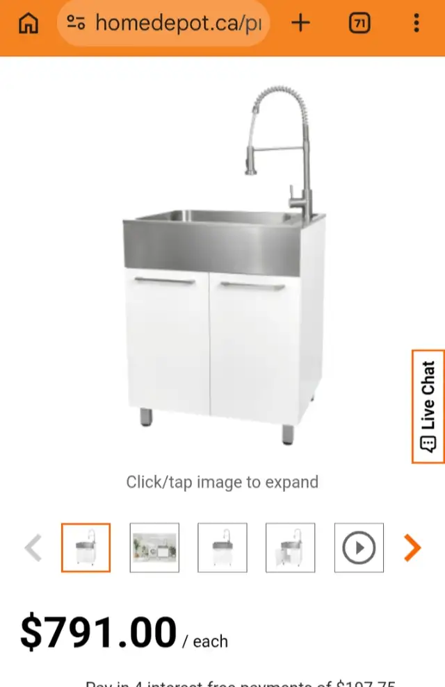 Presenza W28 in. X D22 in. X H33.8 in. Utility sink