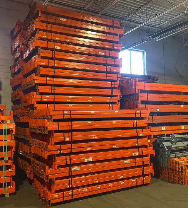 1000's of used 8' x 3' redirack pallet racking beams