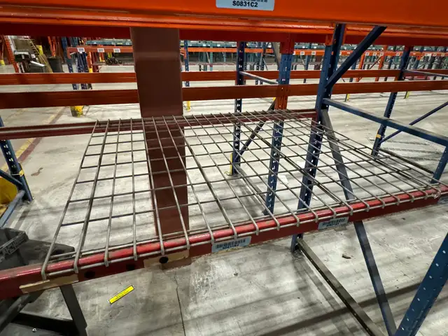 Used 8’ long x 2" thick RediRack beam with light duty mesh decks - Photo 2
