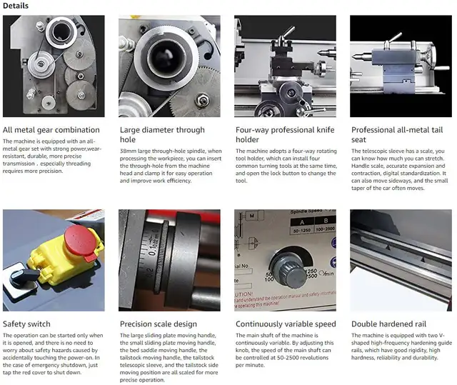 Metal Precision Mini Benchtop Lathe Inch Thread 8'x32' 028032 - Photo 2