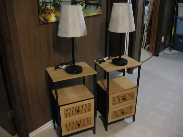 2 Bamboo End Tables, BRAND NEW, 2 Free New Lamps - Photo 3