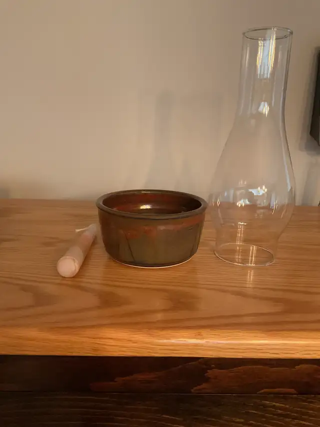 LOVED BROWN & RUST GLAZED POTTERY CANDLE HOLDER HURRICANE GLASS - Photo 2