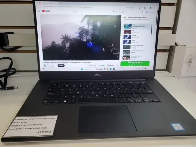 Laptop Dell Précision 5530,i7-8ème G,16GB,256GB,Nvidia 4GB,Win11