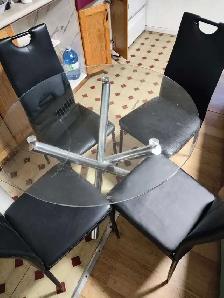 Glass Table and 4 Chairs