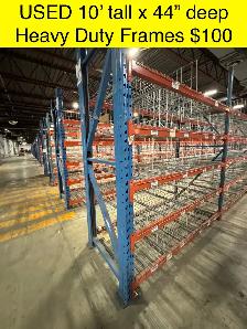 USED PALLET RACKING - 10’ tall x 44" with 8’ beams