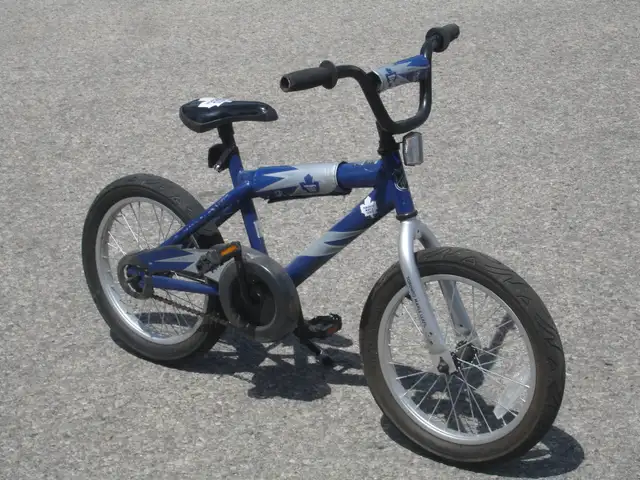 IT'S A BOY'S LEAF FAN ALMOST NEW 16' TORONTO MAPLE LEAF BIKE!