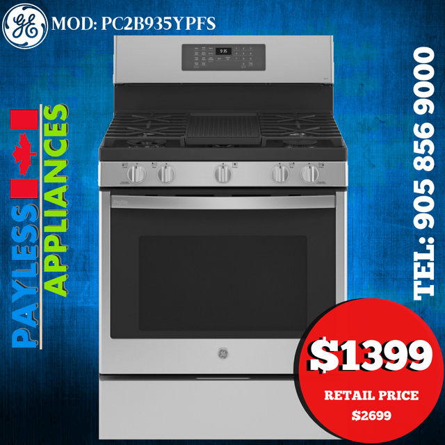 GE Profile Dual Fuel Range PC2B935YPFS 30' Free Standing Self Cl