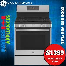 GE Profile Dual Fuel Range PC2B935YPFS 30' Free Standing Self Cl