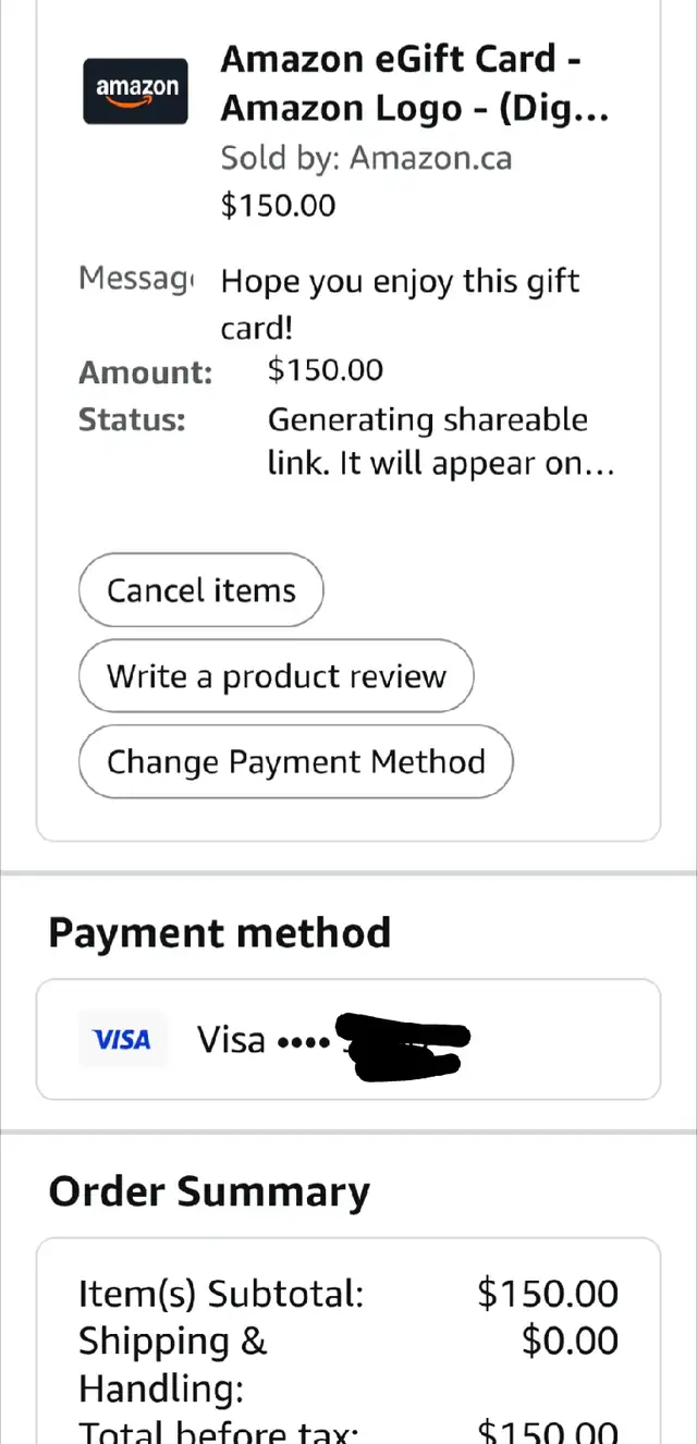 $150 Amazon E Gift Card