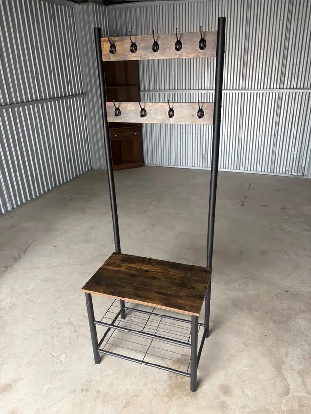 Free delivery used Entryway Hall Tree with Bench and Shoe Rack - Photo 4