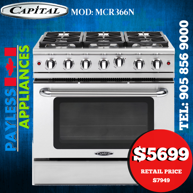 Capital Gas Range 36' Precision Series MCR366N Pro-Style With 6