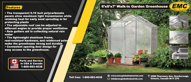 Walk-In Greenhouse 6’x6’x7’ Garden Shed Style - Photo 2