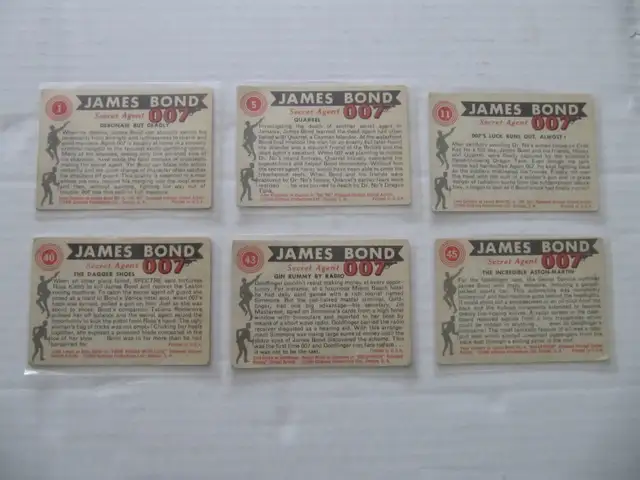 James Bond Secret Agent Black & White Trading Cards Circa 1965 - Photo 2