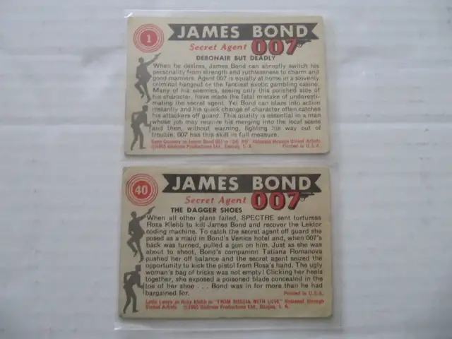 James Bond Secret Agent Black & White Trading Cards Circa 1965 - Photo 4