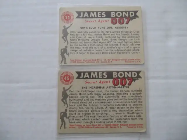 James Bond Secret Agent Black & White Trading Cards Circa 1965 - Photo 8